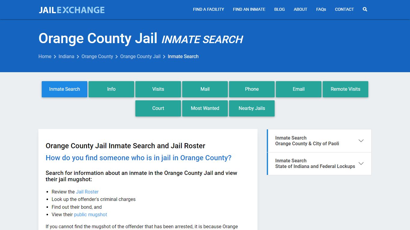 Inmate Search: Roster & Mugshots - Orange County Jail, IN - Jail Exchange